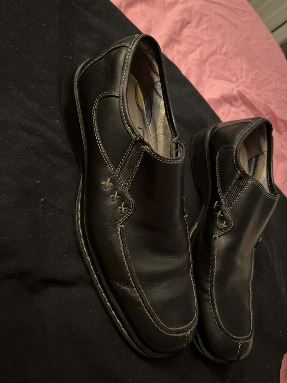 Kenneth Cole Loafer Mens 8.5 Reaction Key Note Black Slip On Shoes Leather W0396